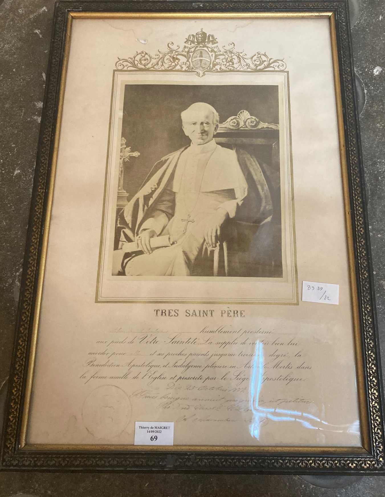 Null Foto enmarcada del Papa León XIII 

25 x 19 cm (marco 54 x 37 cm)

insolate