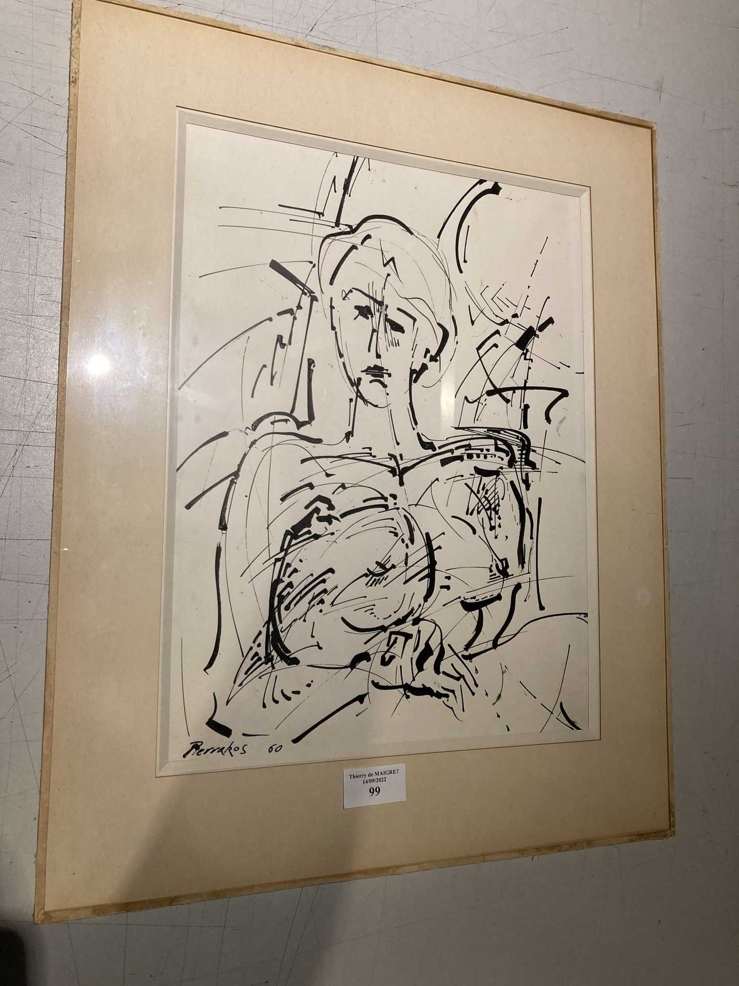 Null 现代学校

一个女人的画像

水墨画，签名为Berrakos 60

35 x 26 cm (见图)