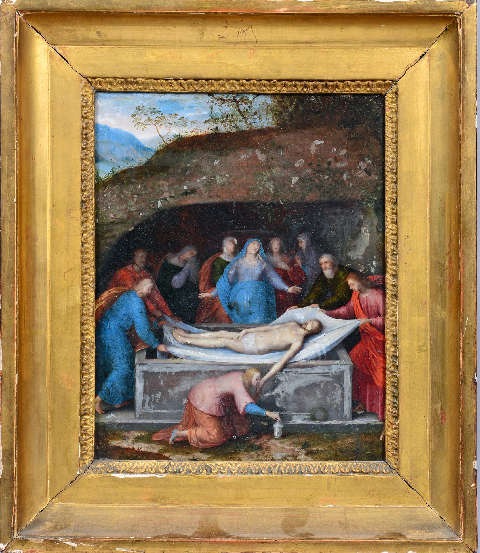 École ITALIENNE du XVIIe siècle La mise au tombeau
Cuivre.
23,5 x 18,5 cm
Manque&hellip;