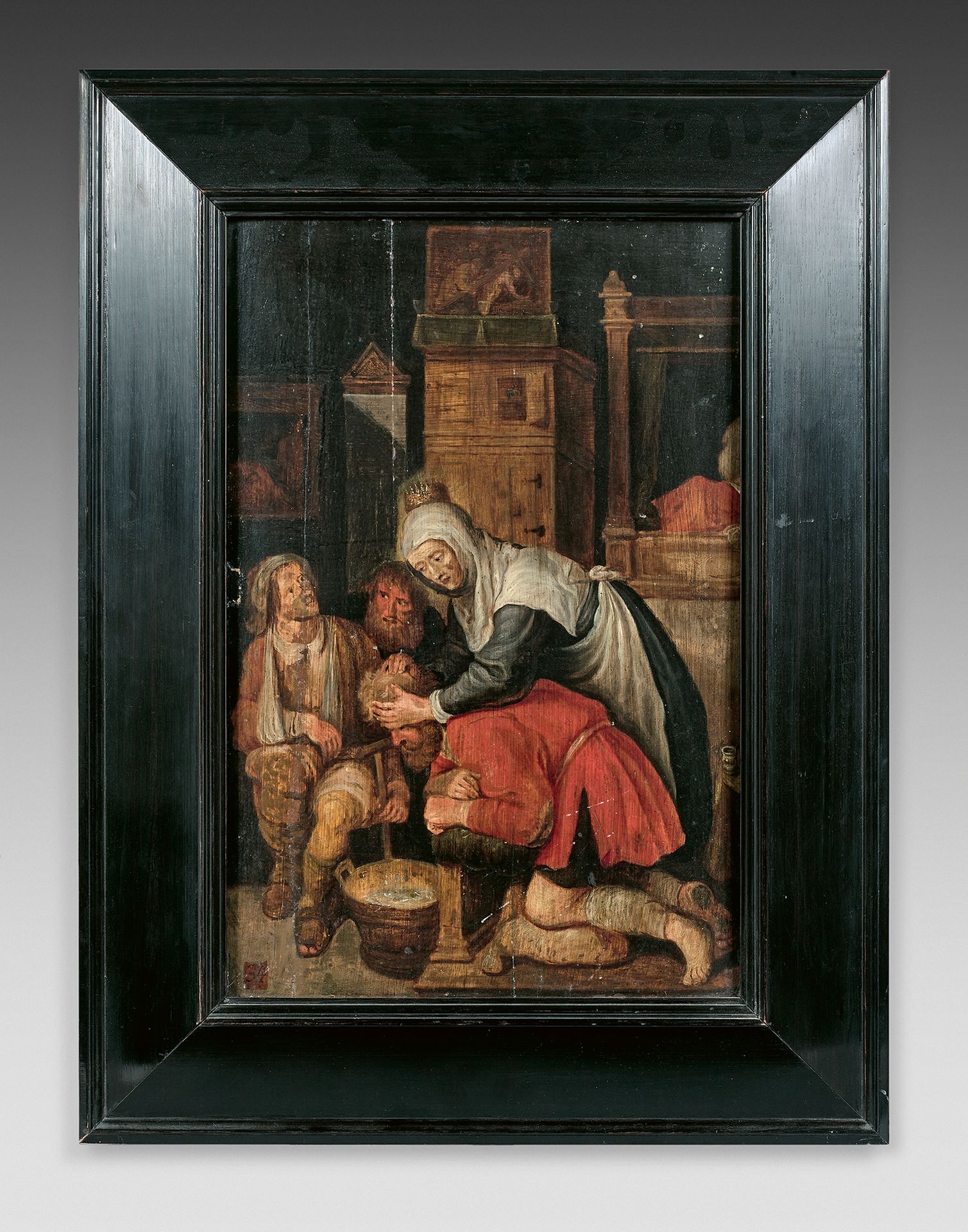 École FLAMANDE du début du XVIIe siècle Scene of the Charity of Saint Elizabeth &hellip;