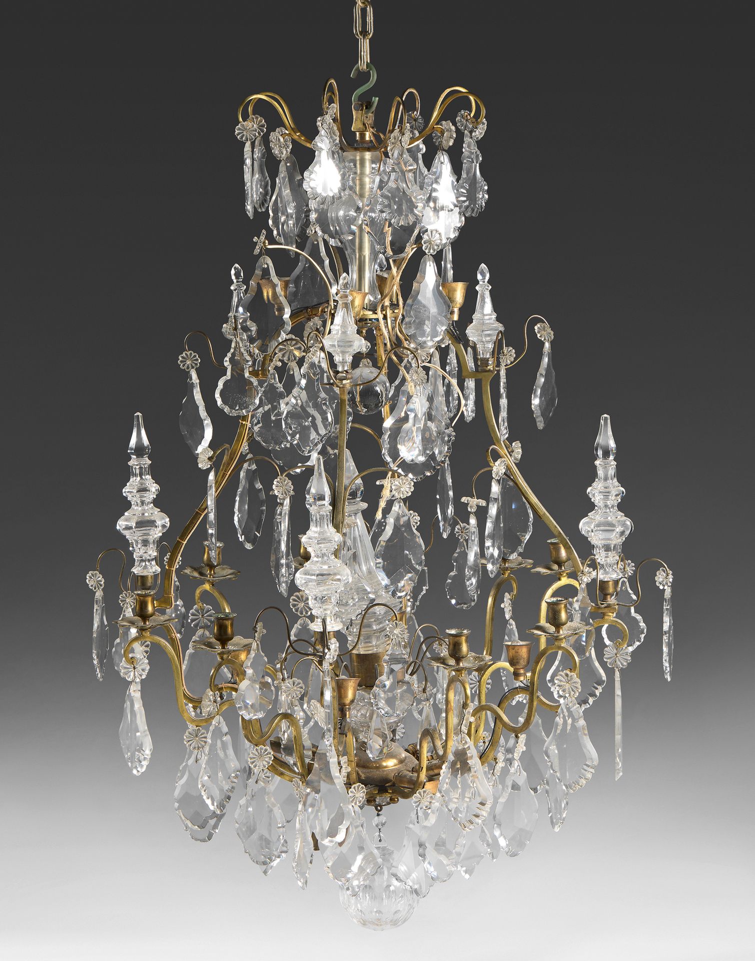 Null Chandelier said "cage" with eight lights in gilded bronze, it is decorated &hellip;