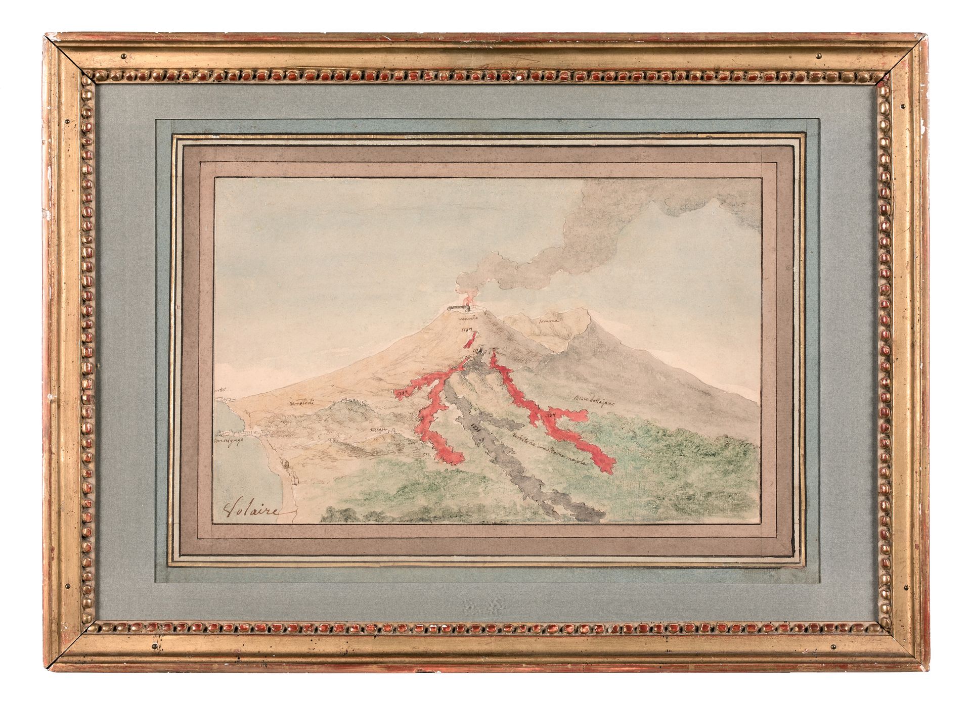 Ignace VERNET (Avignon 1726 - Naples après 1770) 维苏威火山的爆发
钢笔和灰墨水，水彩画。
19 x 30厘米
&hellip;