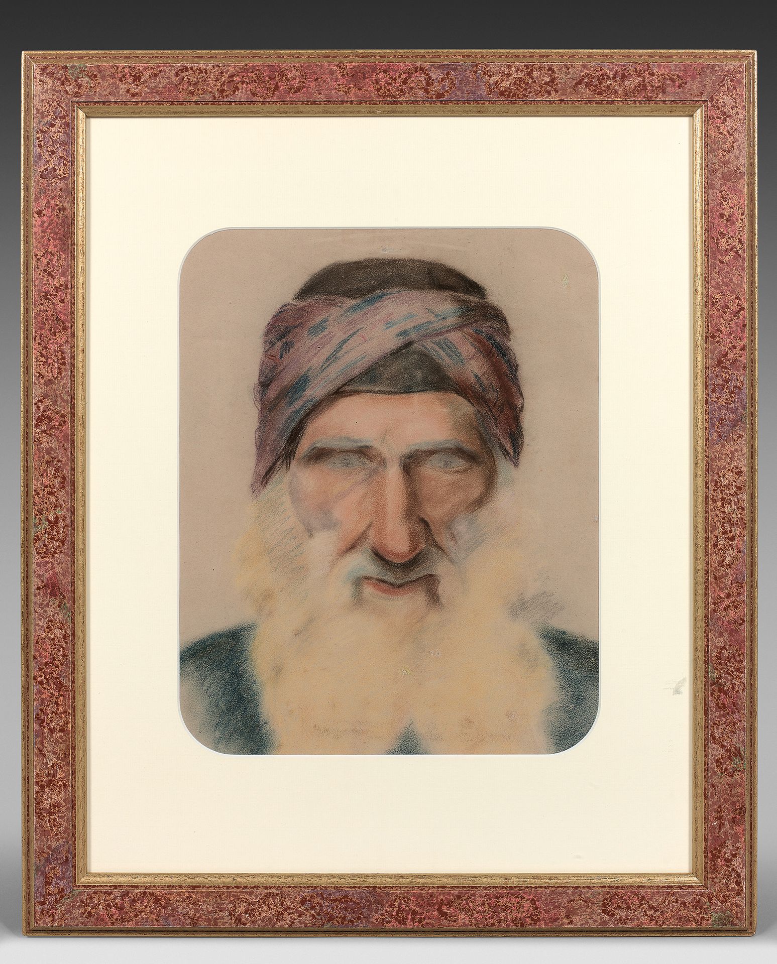 École FRANÇAISE vers 1900 戴头巾的东方人的肖像
粉笔画。

出处：匿名拍卖，巴黎，Hôtel Drouot，2014年11月14日，来&hellip;