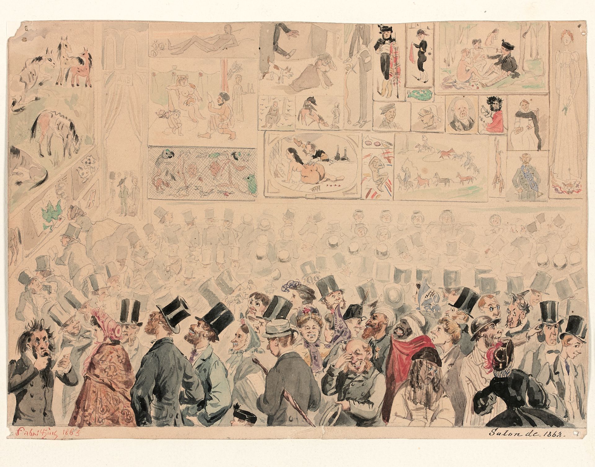 École FRANÇAISE du XIXe siècle Album amicorum contenant environ 49 dessins dont:&hellip;