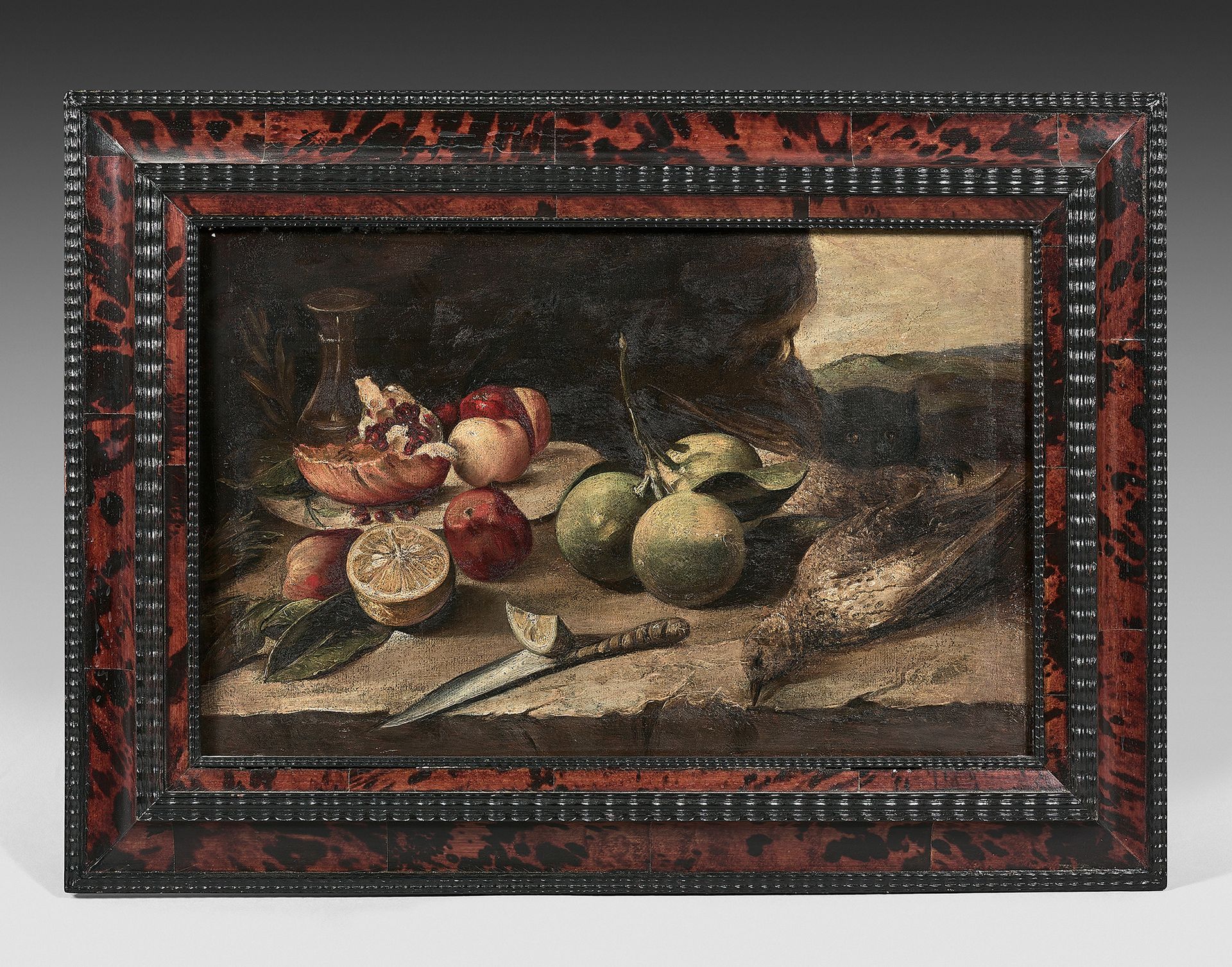 École FRANÇAISE vers 1880 Fruits et couteau sur un entablement
Panneau contrecol&hellip;