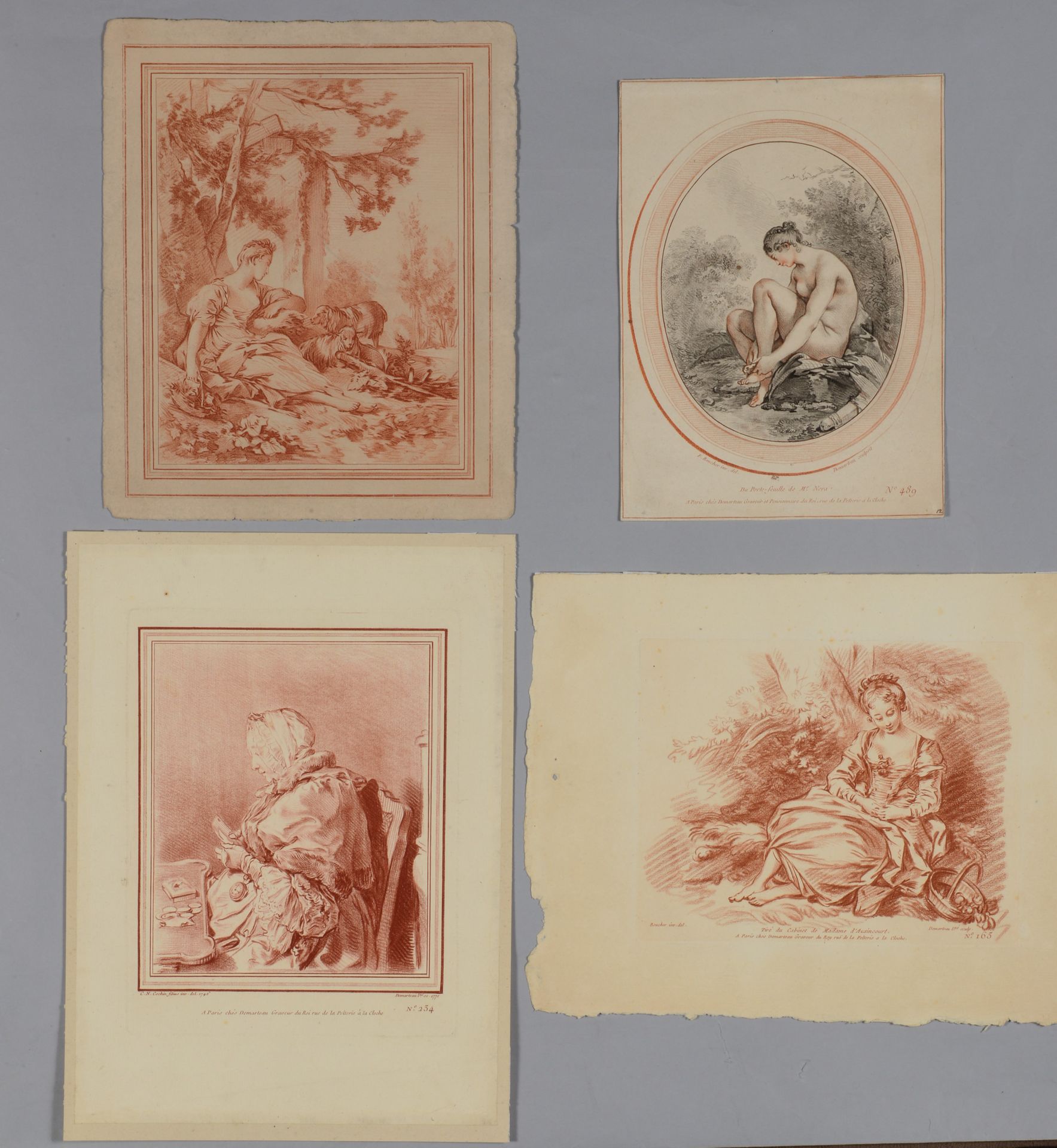Null Gilles DEMARTEAU (1750-1802) 坐着的牧羊女 穿大衣的女人。洗澡的牧羊女。在F.Boucher, C.N.Cochin之后。&hellip;