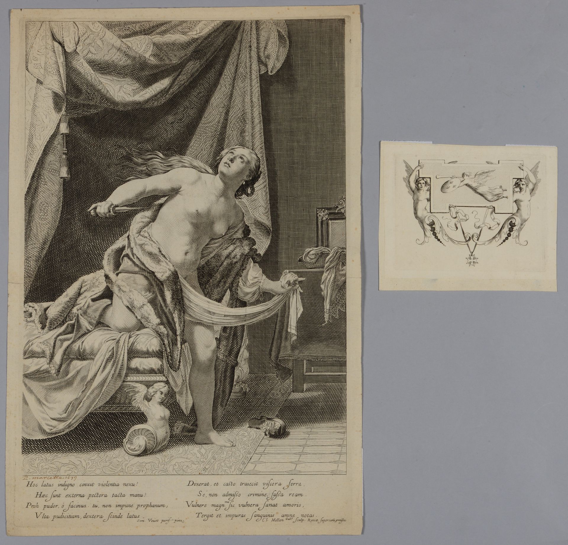 Null Claude MELLAN (1598 1688) The suicide of Lucretia after Simon Vouet. Burin.&hellip;