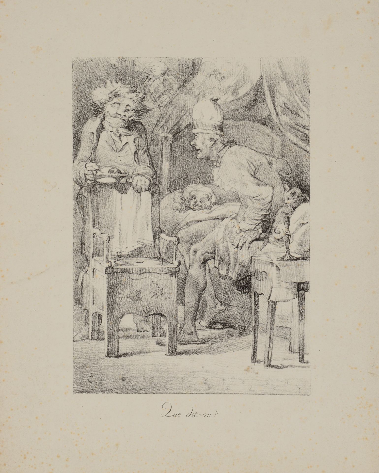 Null Nicolas -Toussaint CHARLET (1792-1845) Que dit-on ? Lithographie. Très bell&hellip;