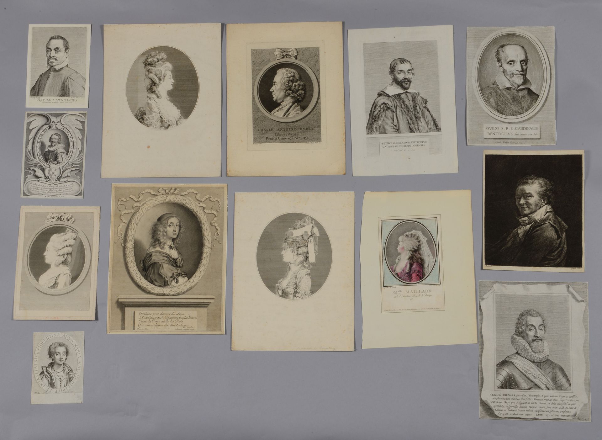 Null 肖像画：17或18世纪的肖像画会议，作者有：COUTELLIER，Melle Maillard（彩色，剪贴）DENON在Isabey之后，一个男人的肖&hellip;