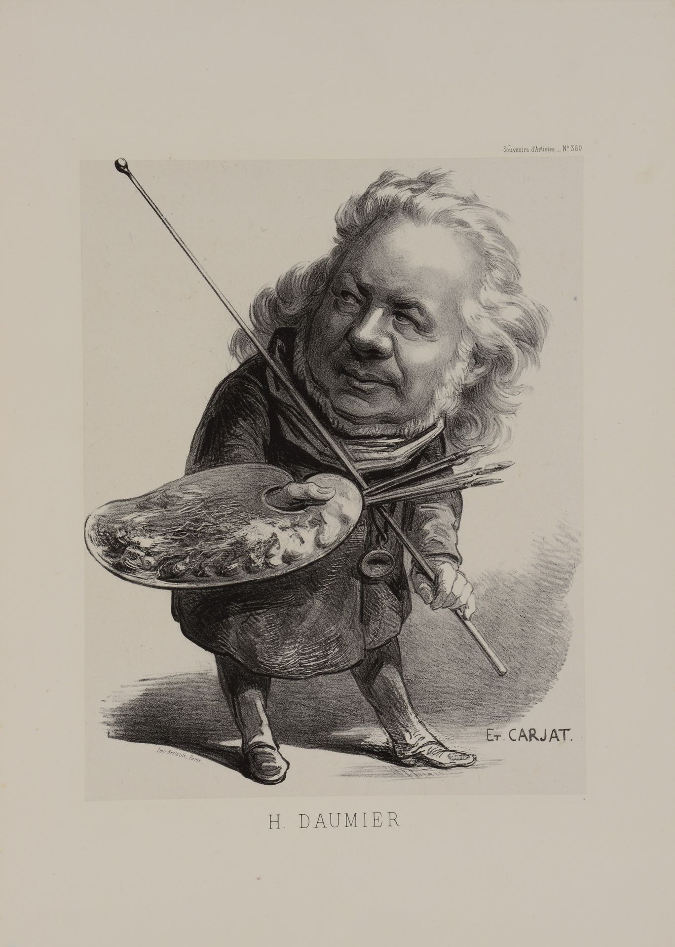 Null Etienne CARJAT (1828-1906) Honoré Daumier. Lithographie sur chine appliqué &hellip;