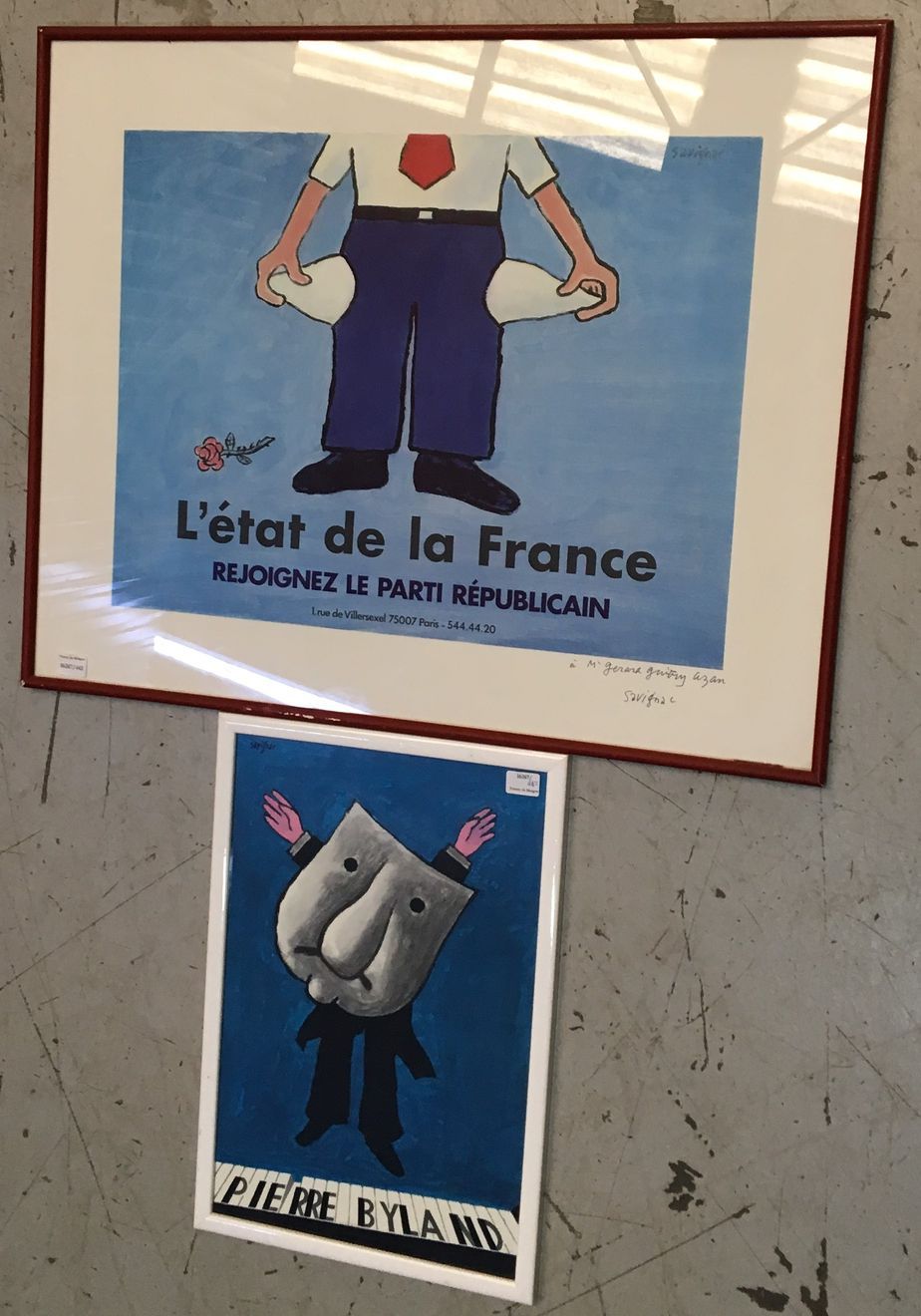 Null 在Raymond SAVIGNAC之后 
法国的状况，加入共和党；皮埃尔-比兰
 一套2张有框海报，1张彩色，埃夫里的Edicis版，右下方有献词，1&hellip;