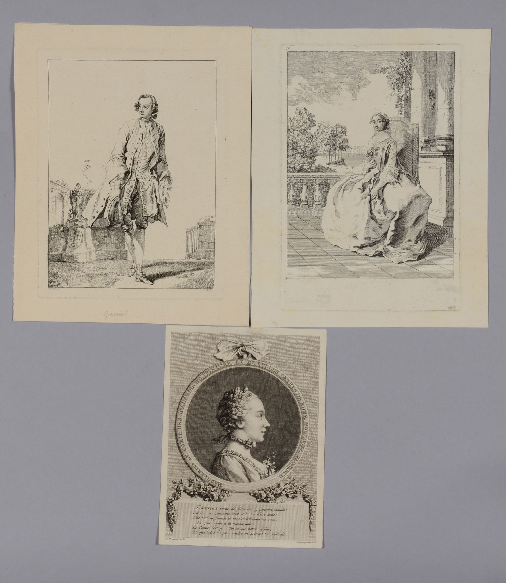 Null Hubert-François GRAVELOT (1699-1773) Due figure eleganti: Donna seduta dava&hellip;