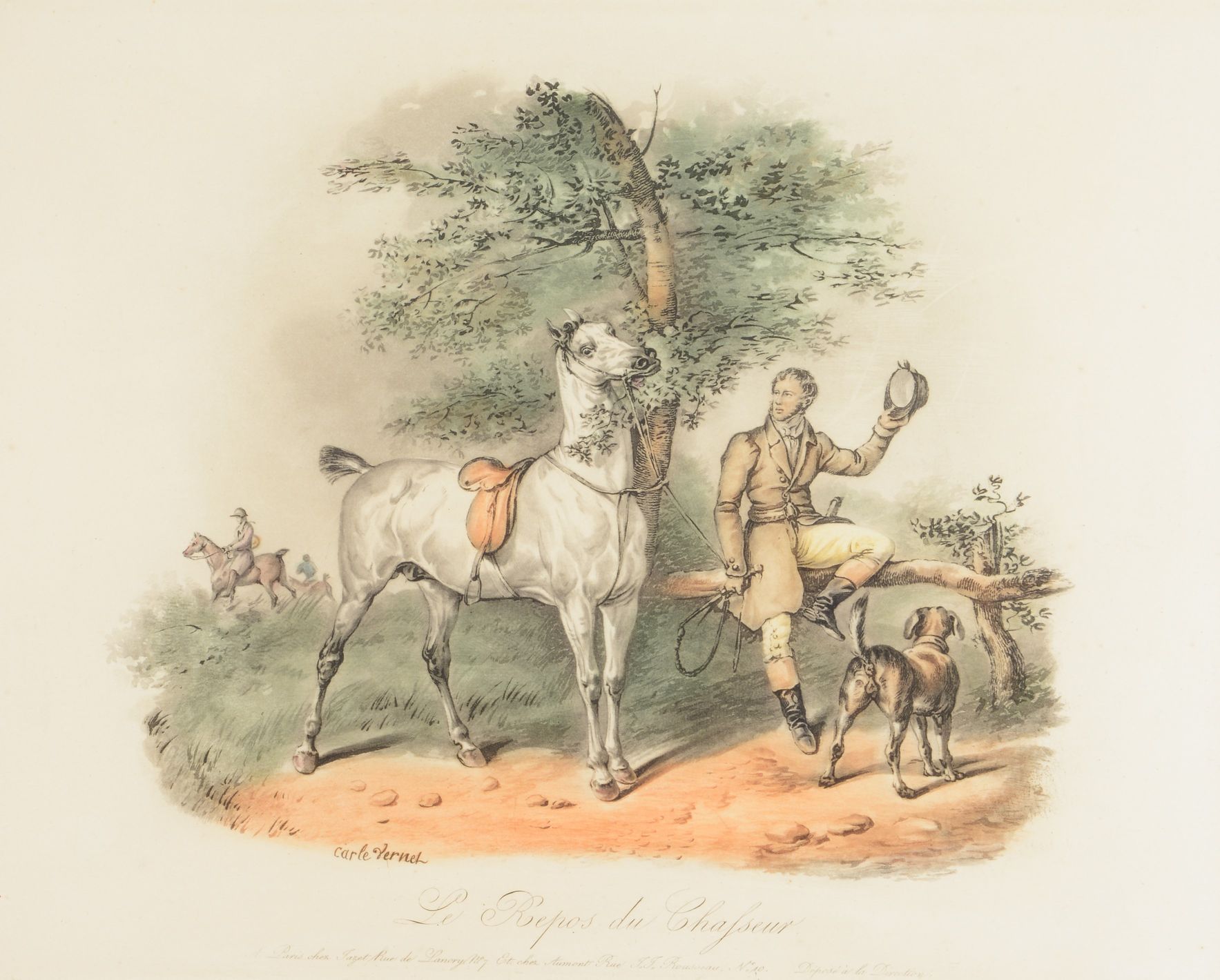 Null Carl VERNET. Lost Amazon. The rest of the hunter. Two engravings in colors &hellip;