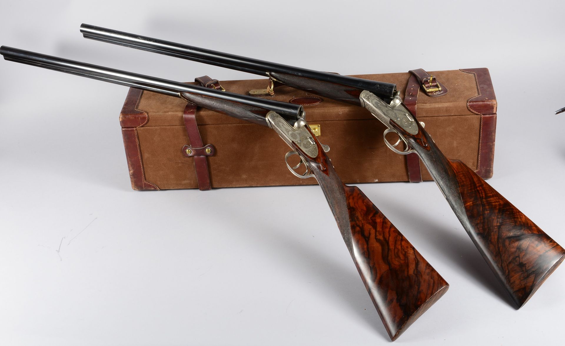 Null Pair of Faure-Lepage 12/70 caliber side-by-side rifles (#7409 & 7410). 70cm&hellip;