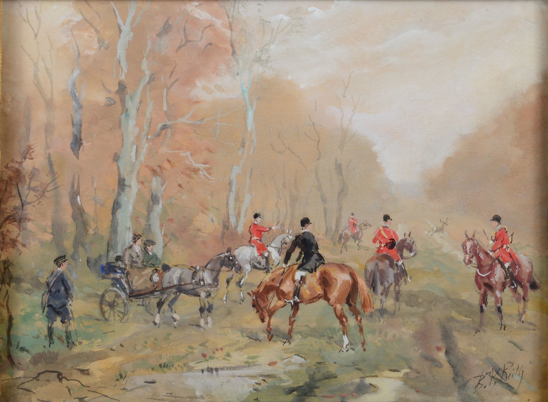 Null 卡尔-雷勒男爵(1886-1974) 拉力赛博内尔 - 景观。水彩水粉画，右下角有签名，已装裱。尺寸：17x23厘米