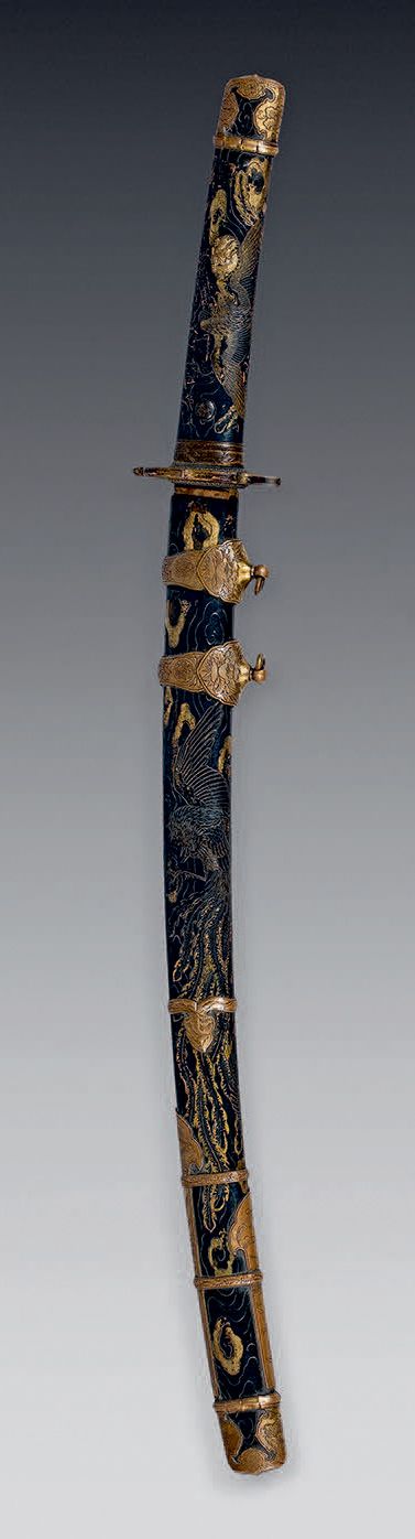 Null Tachi (von Kindern) 36,6 cm lange Klinge aus Shinogi-Zukuri, Härtungslinie.&hellip;