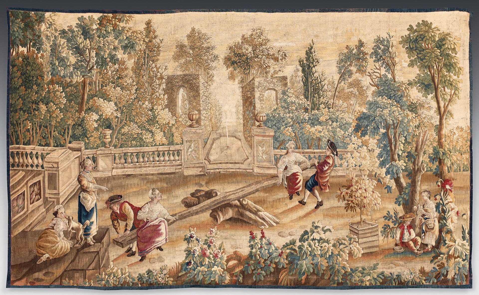 Null 儿童游戏挂毯中的 "Bascule "挂毯，奥布松皇家制造厂，根据Michel
科内耶，约1750年，18世纪中期。
这幅挂毯对应的是18世纪中期左右&hellip;