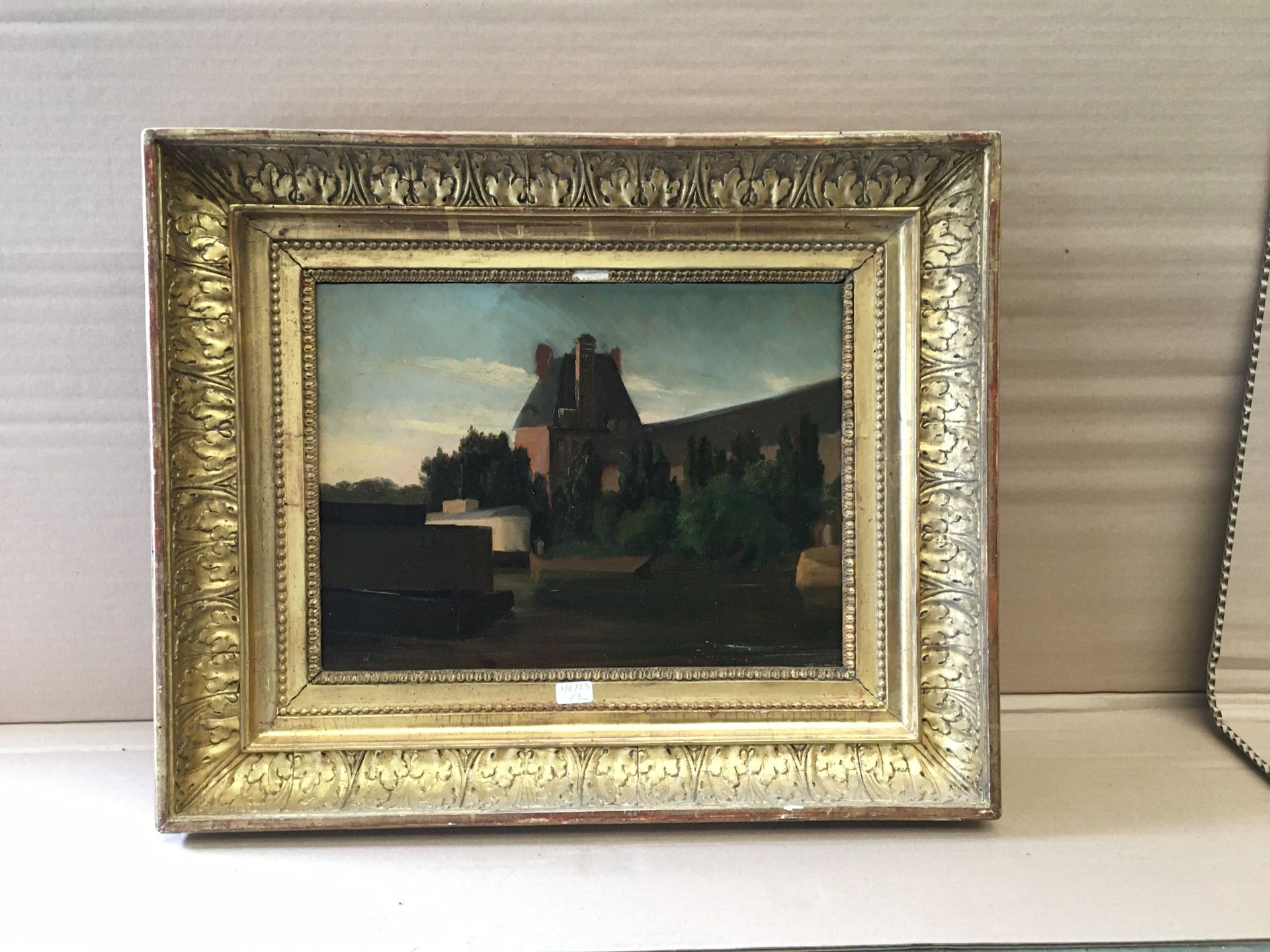 Null Scuola del XIX secolo, Riva del canale, olio su cartone, 23 x 31 cm (rif. 8&hellip;