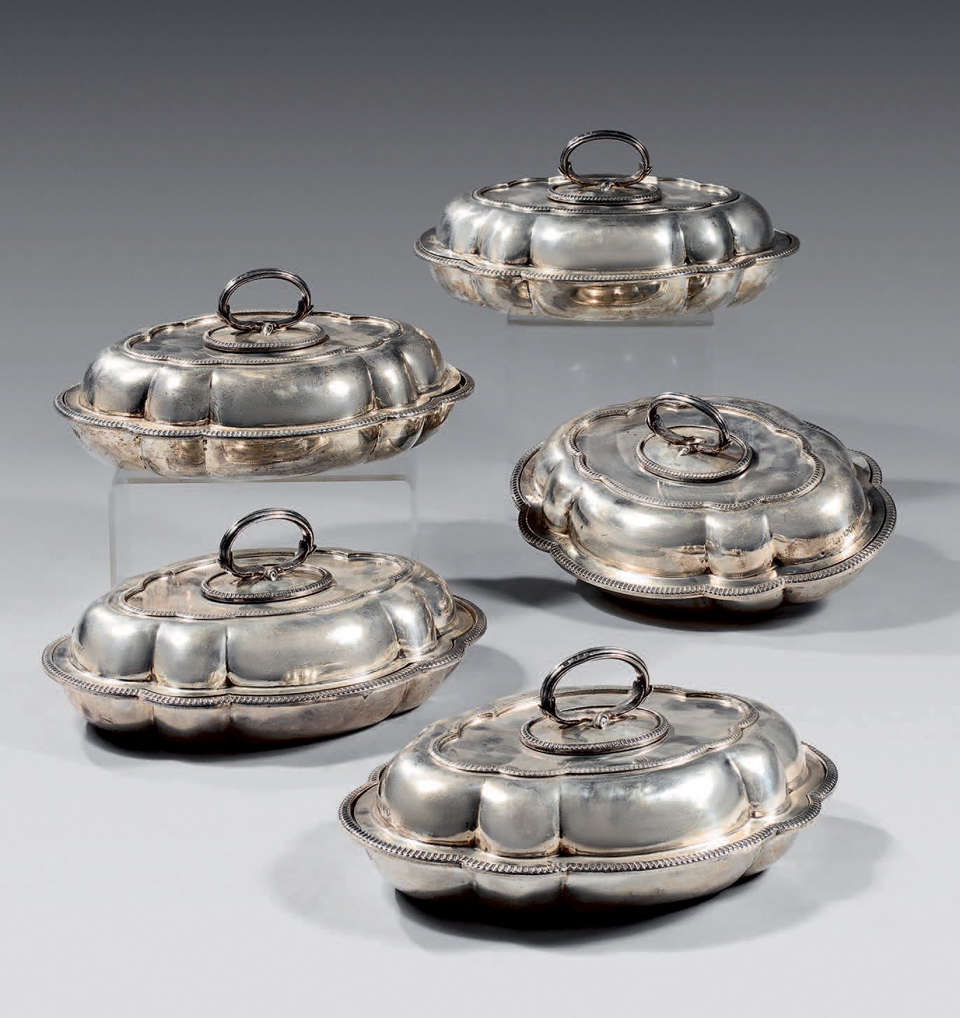 Null Set of five silver vegetable dishes and their lids
By Mappin & Webb, London&hellip;