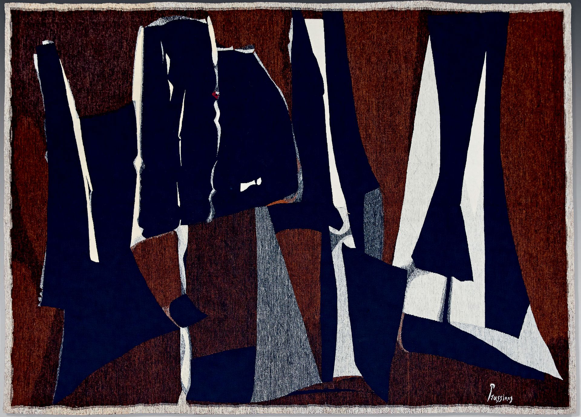 Null 挂毯 "六棵柏树"，出自马里奥-普拉西诺斯（1916-1985）之手，在奥布松的Goubely工厂编织（编号2082）、
20世纪，1960至1997&hellip;
