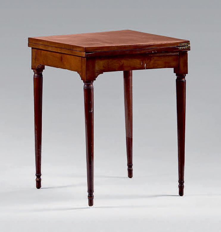 Null Mahogany, stained walnut and mahogany veneer game table; quadrangular in sh&hellip;