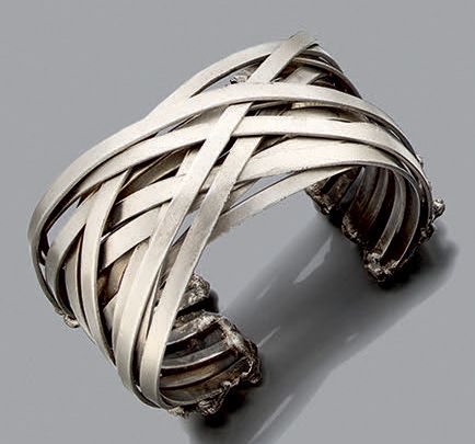 Null Open metal cuff bracelet decorated with long rectangular rods folded and we&hellip;