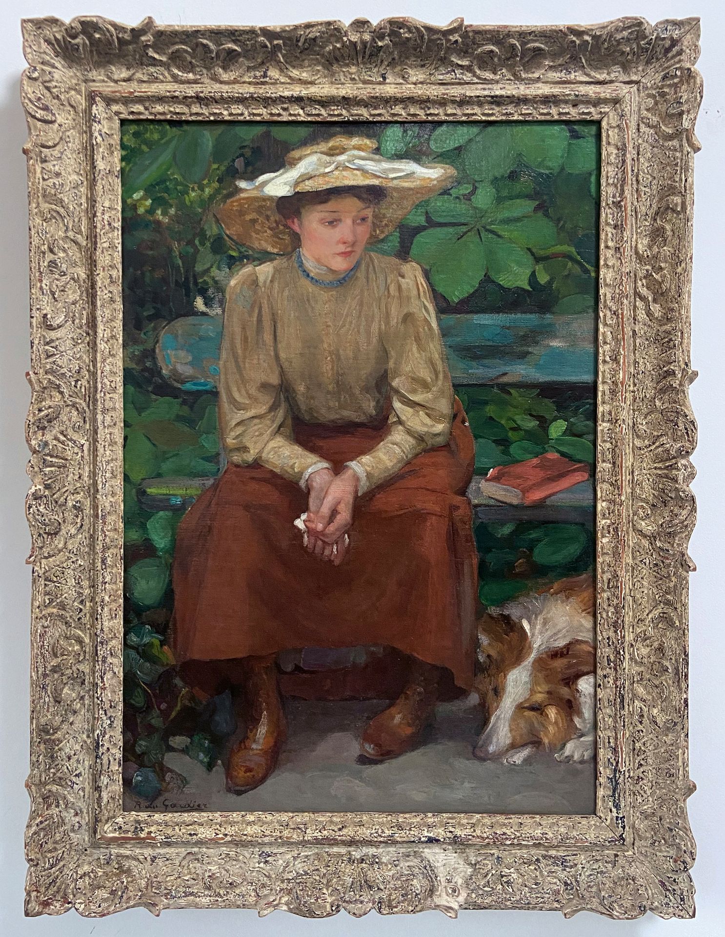 Raoul du GARDIER (1871-1952) «Femme au chien»
Huile sur toile.
Signé en bas à ga&hellip;