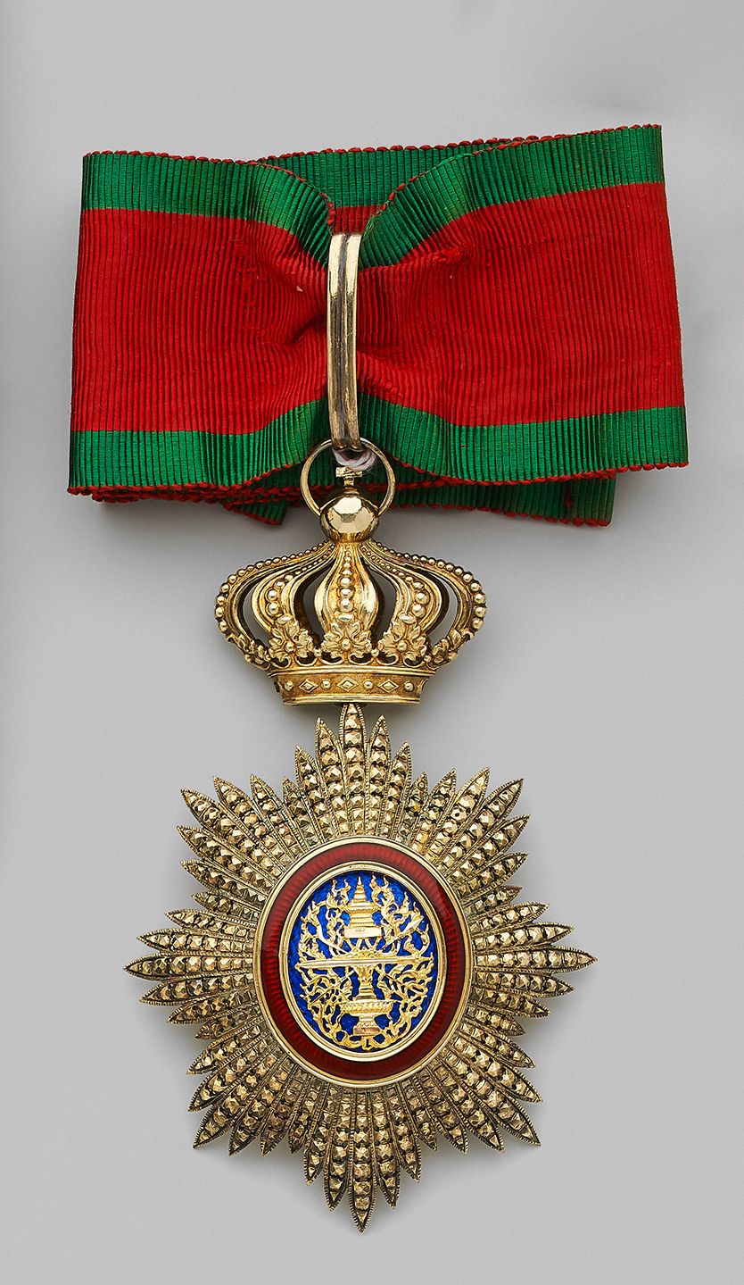 Null Croix de commandeur de l'ordre royal du Cambodge en argent, vermeillée, à p&hellip;