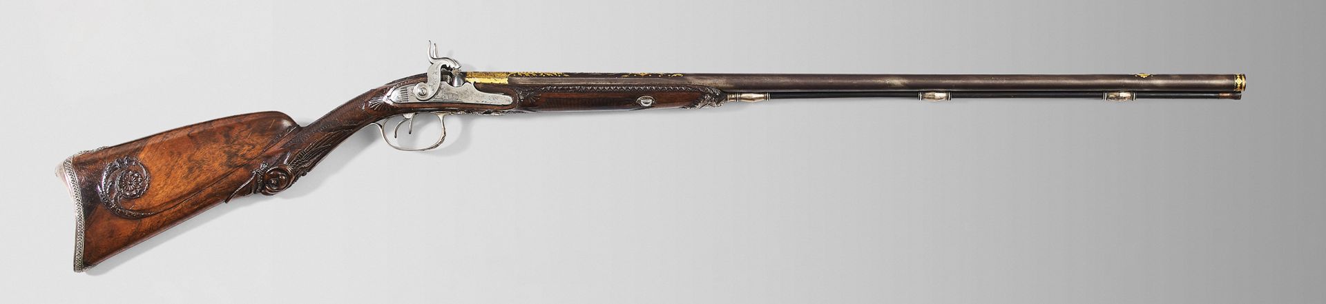 Null Beau fusil de chasse à silex, double canon en table bruni, transformé à per&hellip;