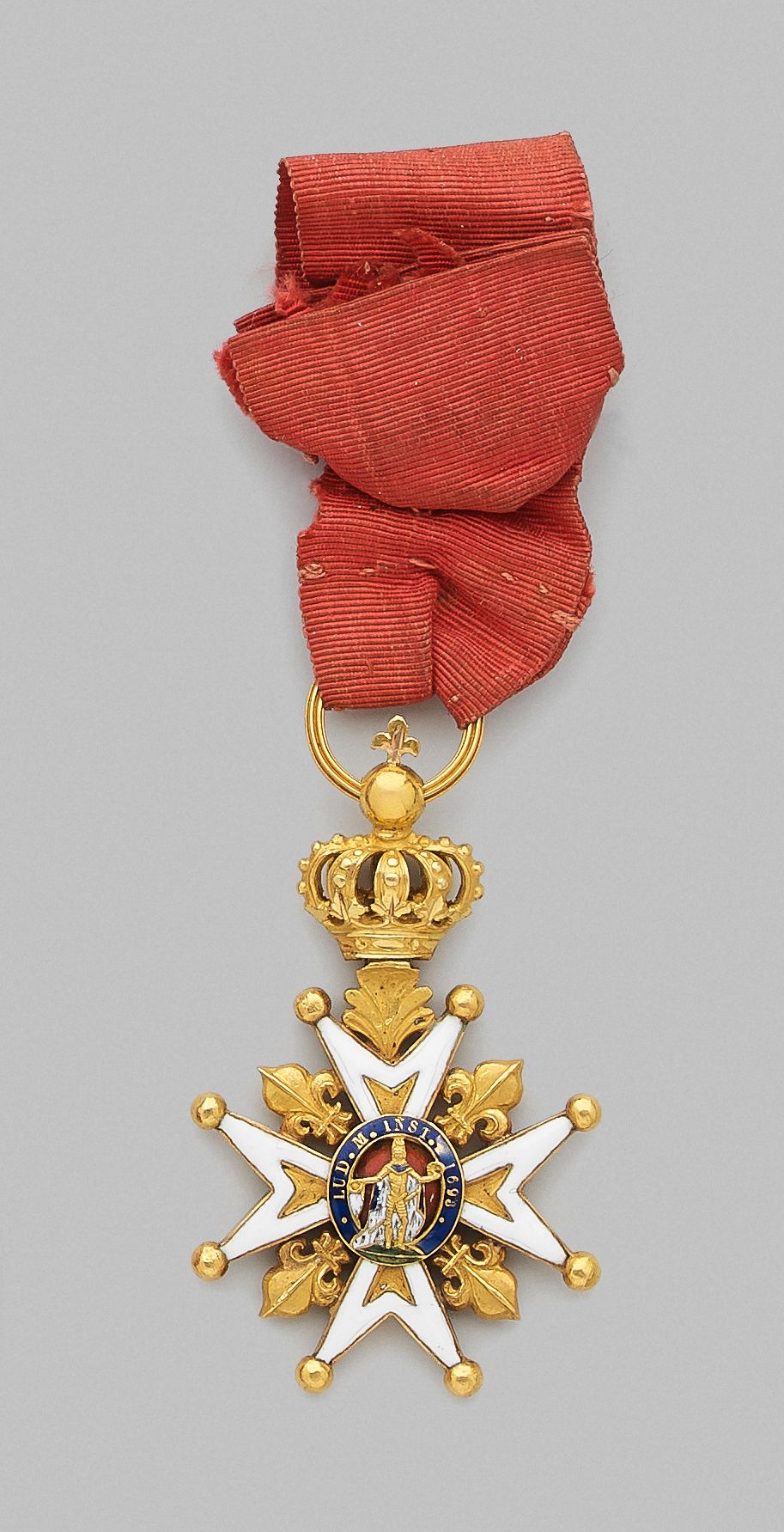 Null Rara croce cavalleresca d'oro dell'ordine di Saint-Louis con corona reale, &hellip;