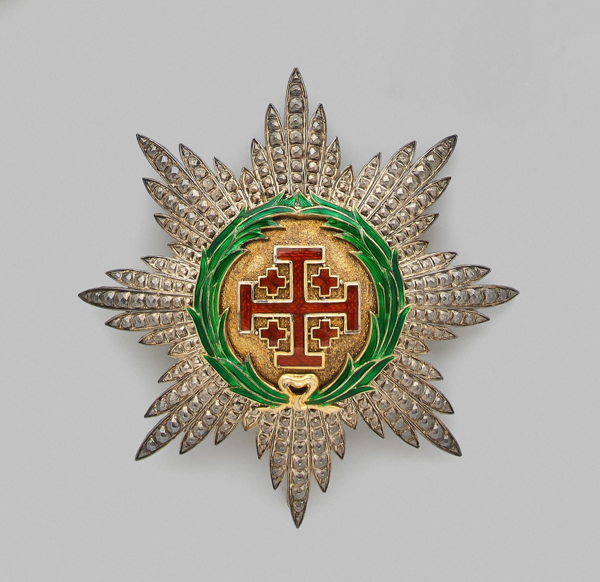 Null Silver knight grand-cross plaque with diamond points, enameled vermeil cent&hellip;