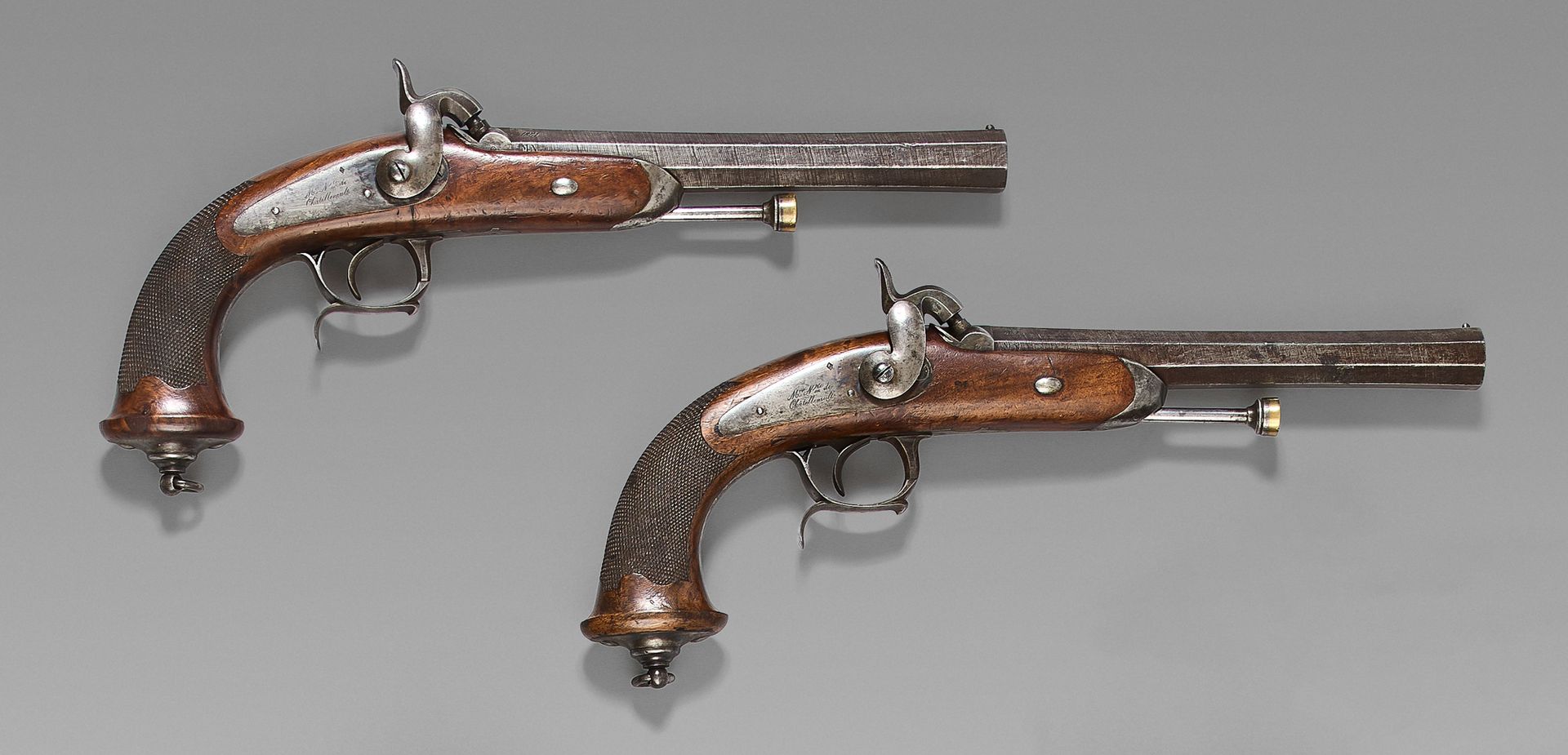 Null Paire de pistolets à percussion d'officier de cavalerie modèle 1833, 2e typ&hellip;