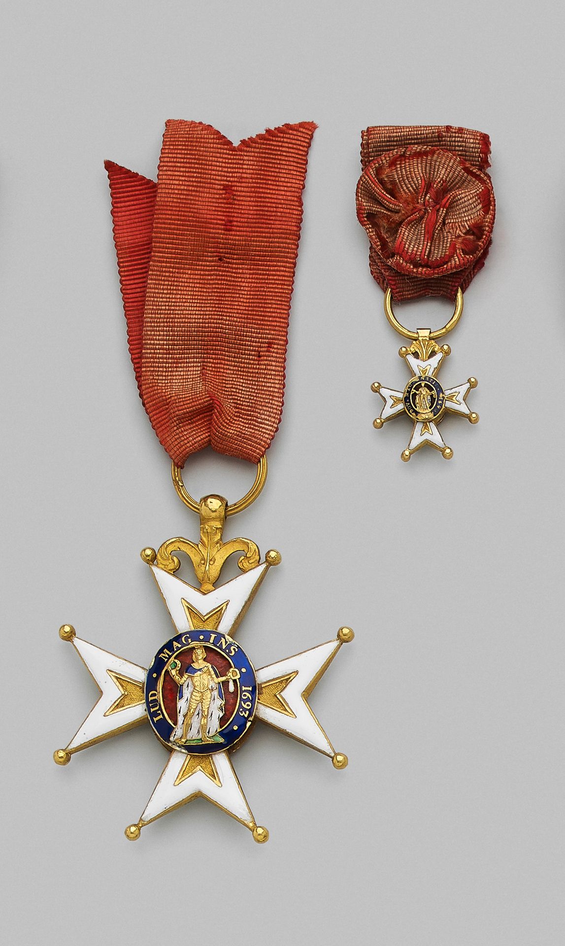 Null Une croix de chevalier de l'ordre de Saint-Louis en or, émaillée, anneau ca&hellip;