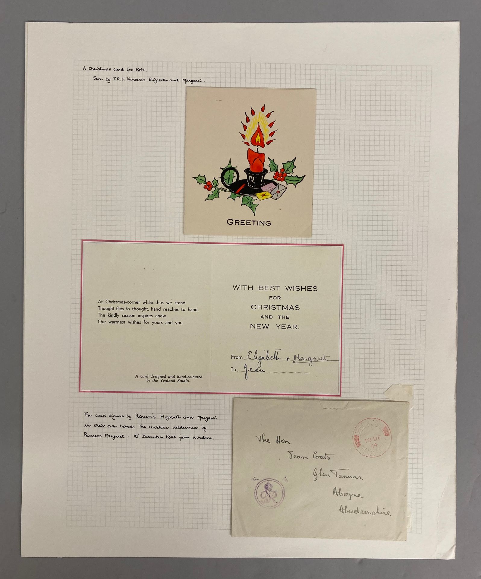 Null Carte de Noël et Nouvel An 1945 signée par L.L.A.R. Les princesses Elizabet&hellip;