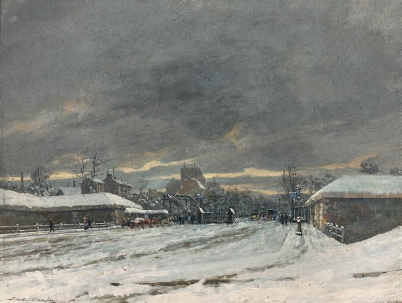 ECOLE FRANCAISE DU XIXème siècle Paysage de neige
Carton ? Signature illisible e&hellip;