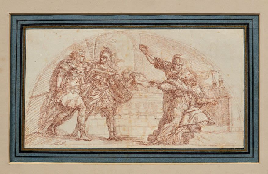 Jean Robert ANGO (? vers 1710 - Rome 1773) Des soldats attaquant le pape Gelasio&hellip;
