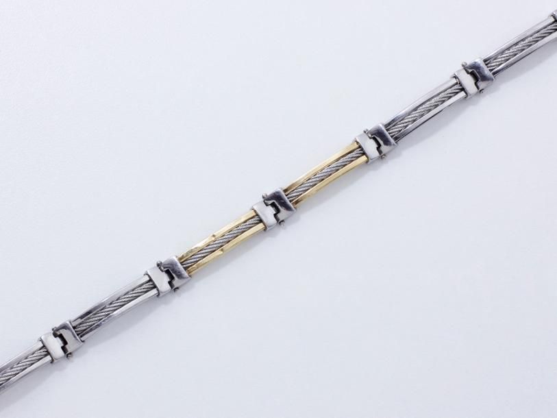 Null Bracelet articulé en or 750 millièmes et acier composé de maillons galbés d&hellip;