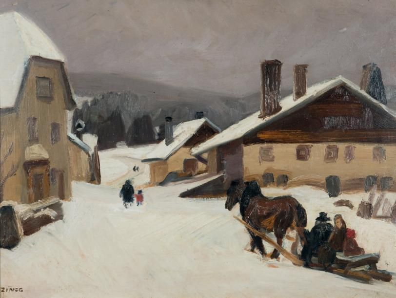 Jules Émile ZINGG (1882 - 1942) La place du Russey
Huile sur panneau, signée en &hellip;