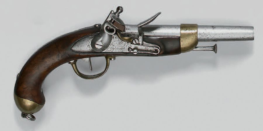 Null Pistolet de cavalerie à silex modèle 1822, canon à pans puis rond poinçonné&hellip;