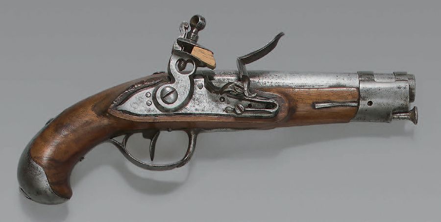 Null Pistolet de gendarmerie à silex modèle 1770, canon à deux pans puis rond; p&hellip;