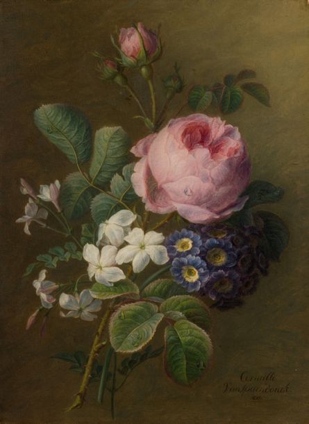 Cornelis van SPAENDONCK (Tilburg 1756 - Paris 1839) 
Rose et autres fleurs
Papie&hellip;