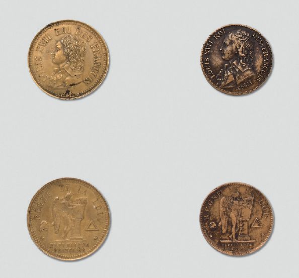 Null Deux rares monnaies, médailles d'essai en bronze: “Louis XVII Roi des Franç&hellip;
