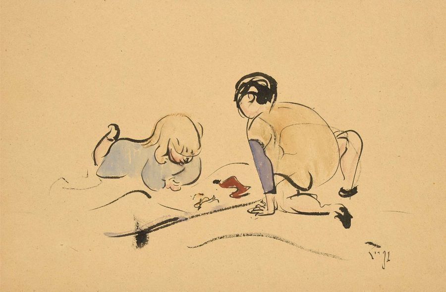 Null Jules Emile ZINGG (1882-1942) Jeux d’enfants (les enfants de l’artiste,1918&hellip;