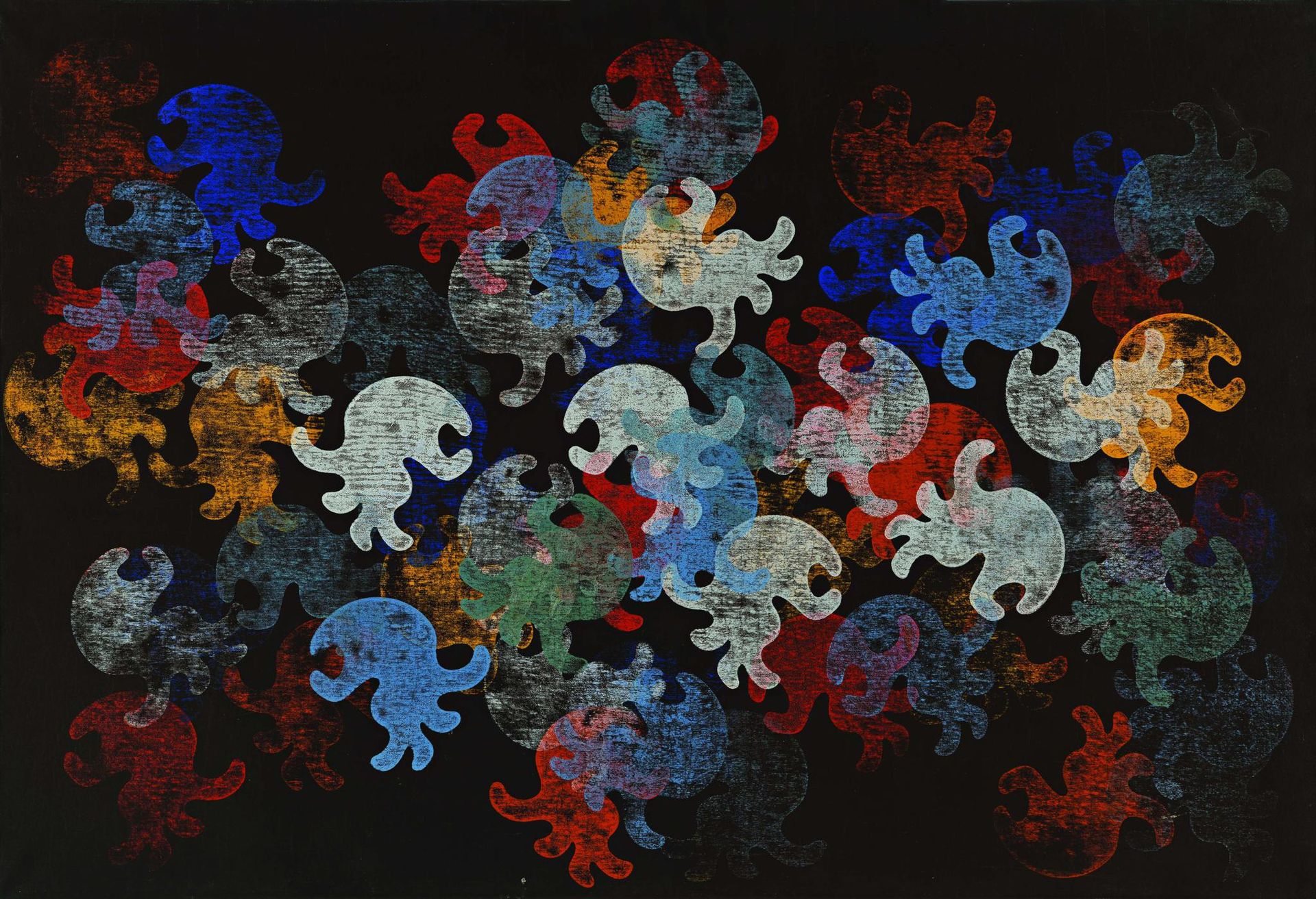 Null 86 Ervin NEUHAUS (Né en 1928) Composition Huile sur toile Dimensions : 89 x&hellip;