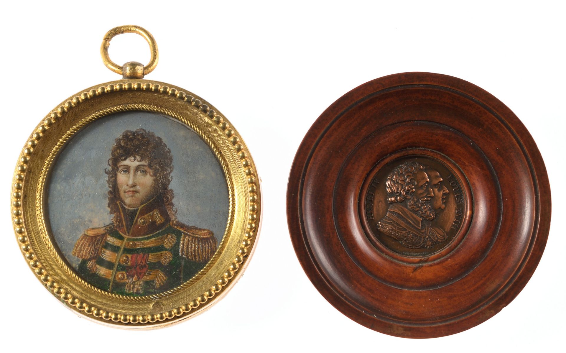 Null 70 Miniature ronde, Joachim Murat, roi de Naples, dans un cadre en métal do&hellip;