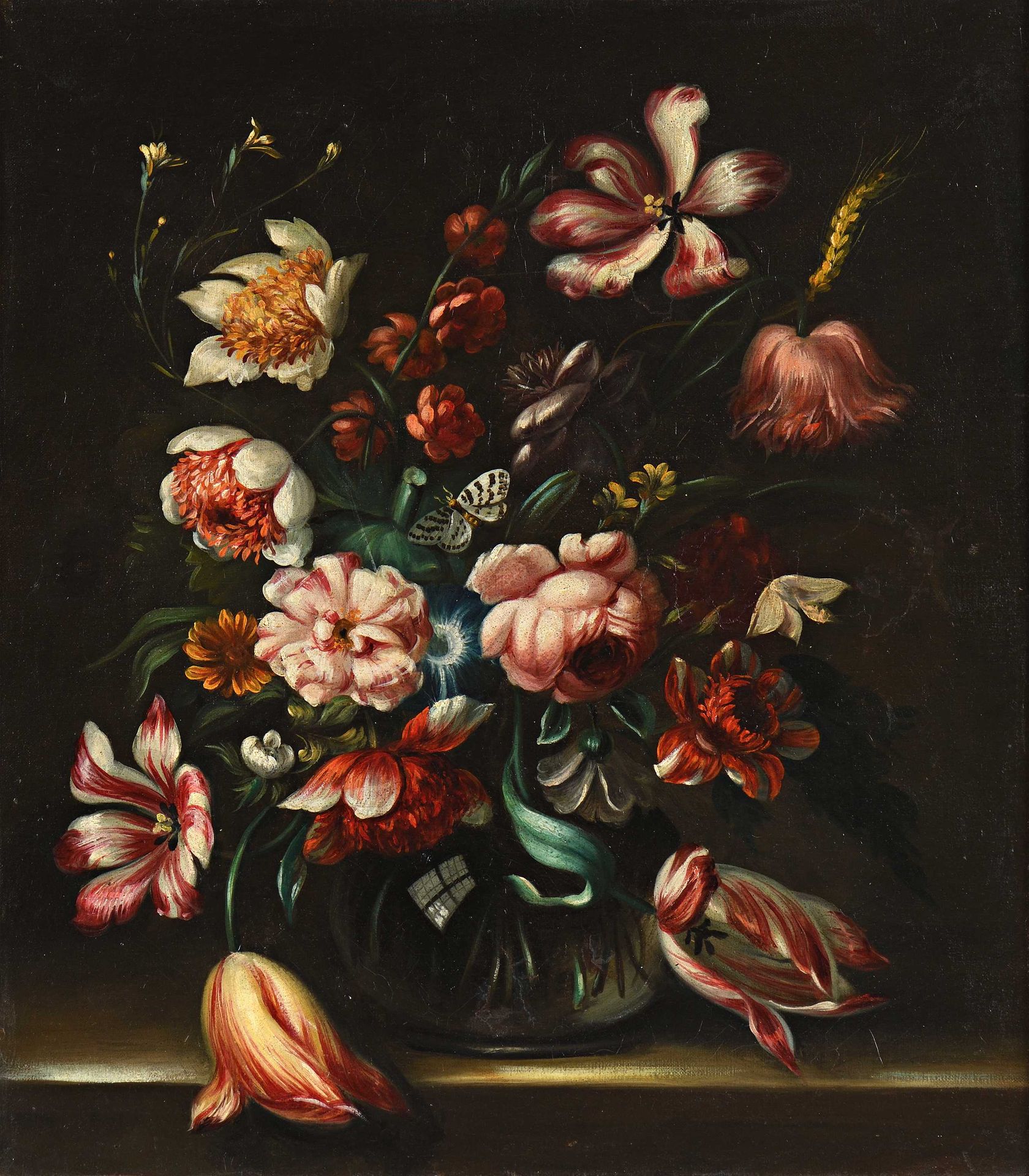 Null Ecole française travail moderne, dans le goût du XVIIe siècle Vase de fleur&hellip;