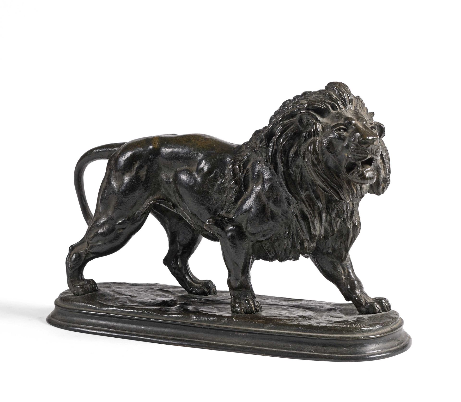 Null Paul Edouard DELABRIERRE (1829-1912) Le lion Epreuve en bronze doré à patin&hellip;