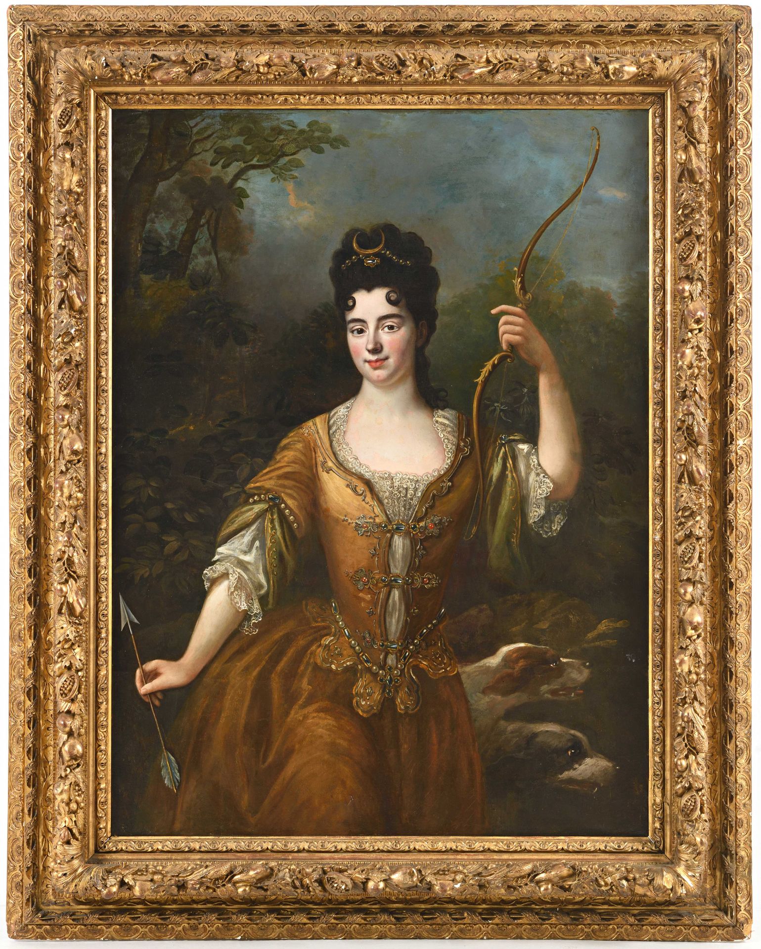 Null Nicolas LARGILLIERE (1656-1746), suite de Portrait de femme en Diane chasse&hellip;