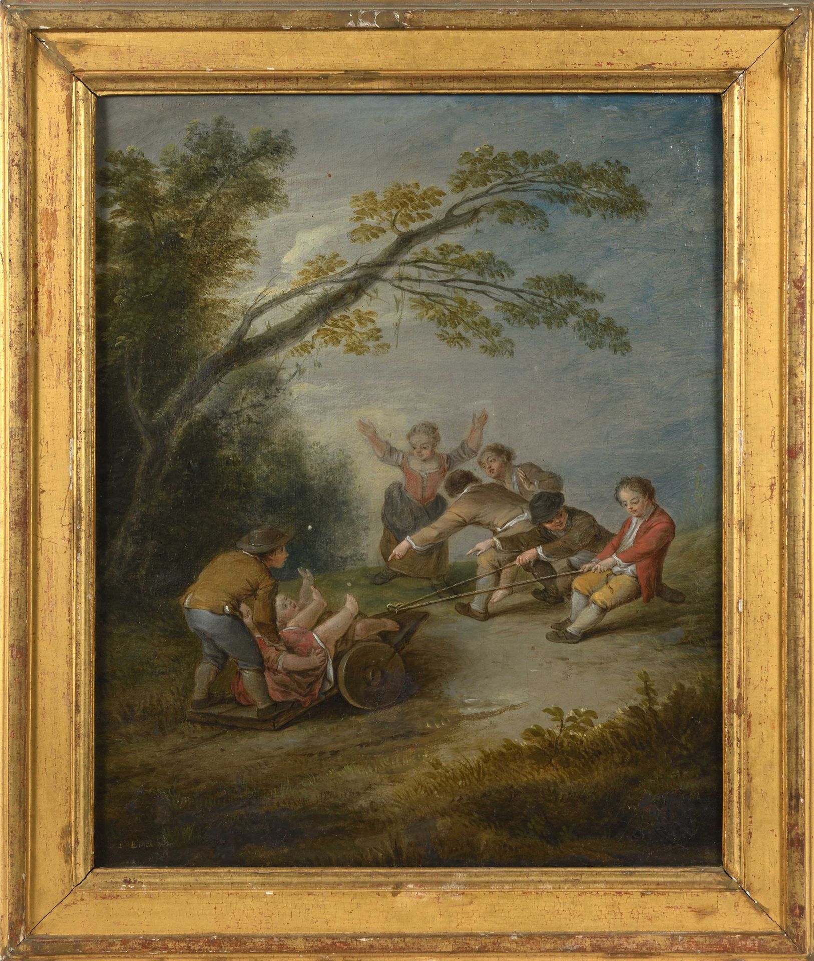 Null François EISEN (c. 1695-1778 / 98) Jeux d enfants Huiles sur toile signées &hellip;