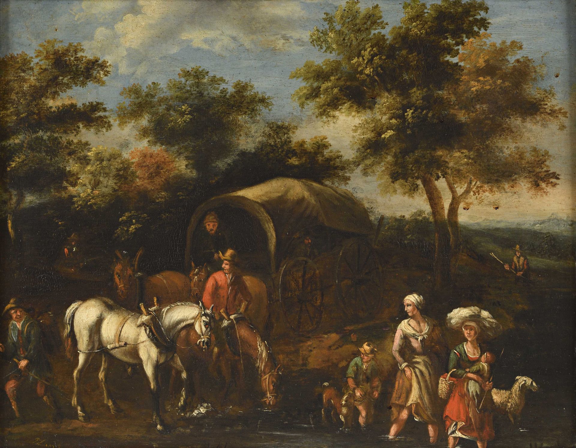 Null Michiel CARREE (1657-747), école de Carriole, cavalier, villageois et leurs&hellip;